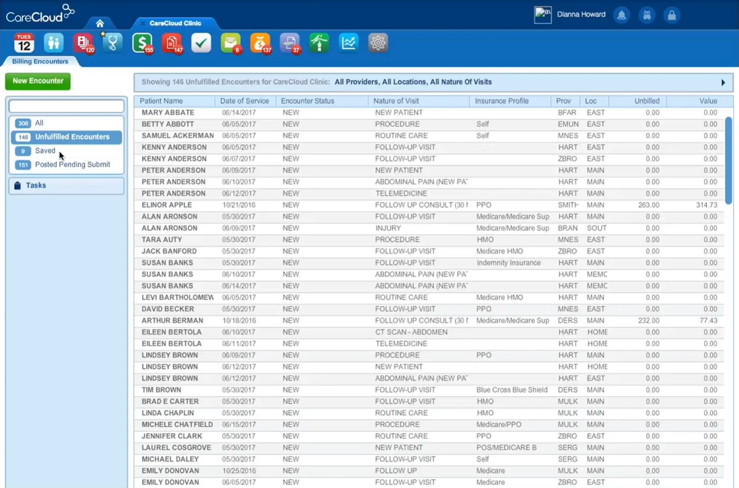 CareCloud Billing Software Interface