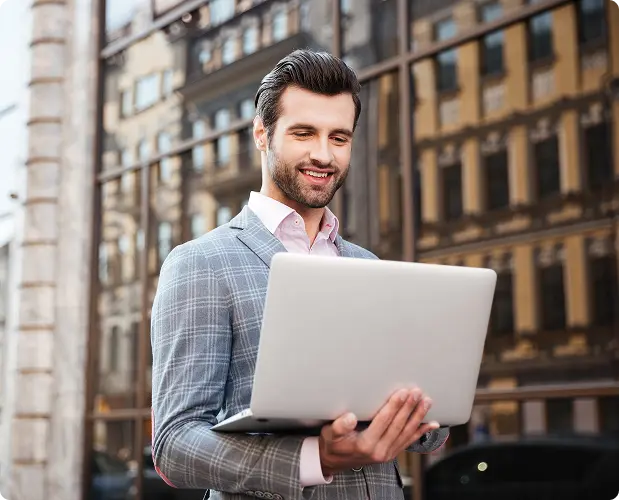 A men bring laptop